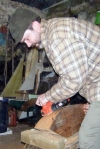 Stephen working on the planing of one of the hulls. Photo: Marianne Green